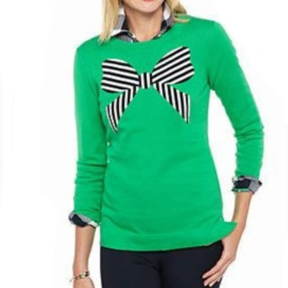 Crown & Ivy Green Bow Sweater, Extra Small